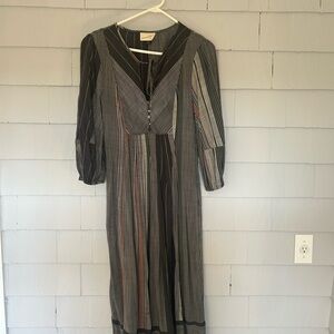 Elegant Striped Black and Gray Dress